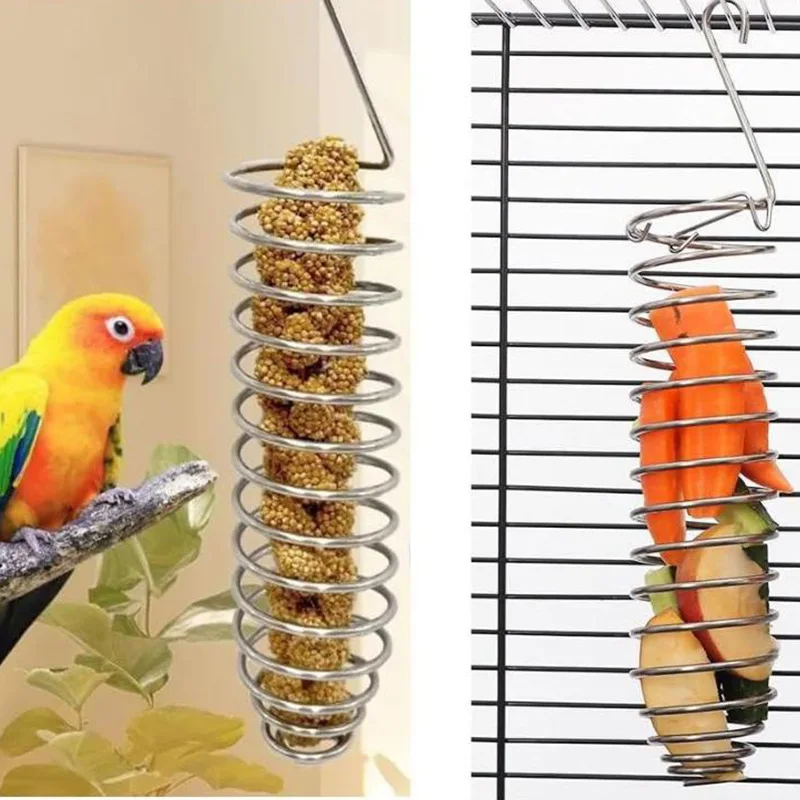 Bird Food Holder Stainless Steel Parrot Hanging Vegetable Fruit Feeder Parrot Foraging Toy Stainless Steel Cage Accessories - Image 2