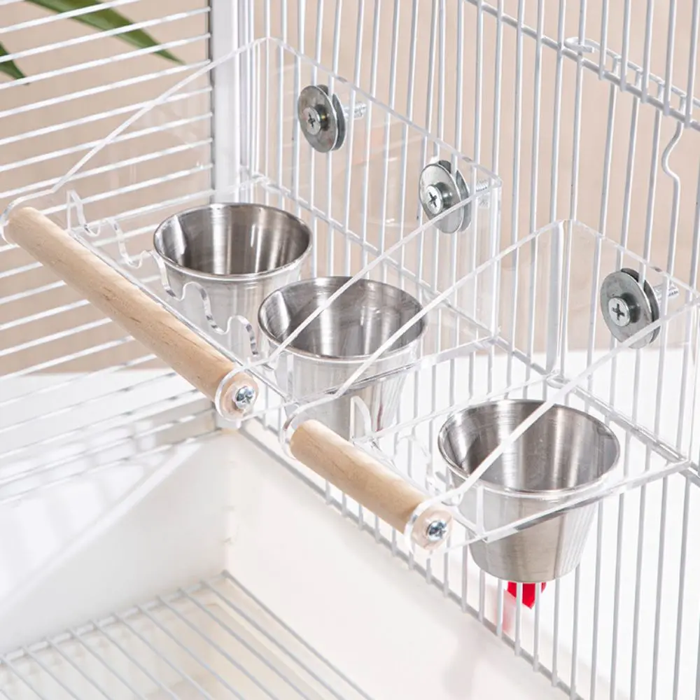 Acrylic Cage Mounted Bird Feeder Large Capacity Anti Splashing Bird Food Dispenser Anti-spread Detachable Parrots Food Container - Image 4