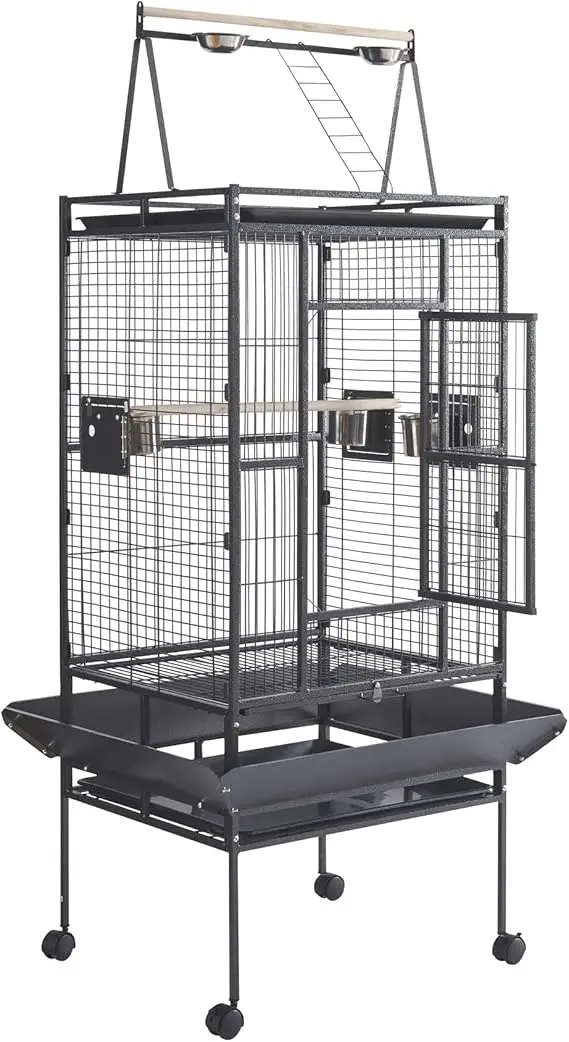 Large Bird Cages Parrot Cage Wide Flight Metal Animal Cage for Budgie Parakeet Conure with Rolling Stand Wheels (69 inch Height - Image 7