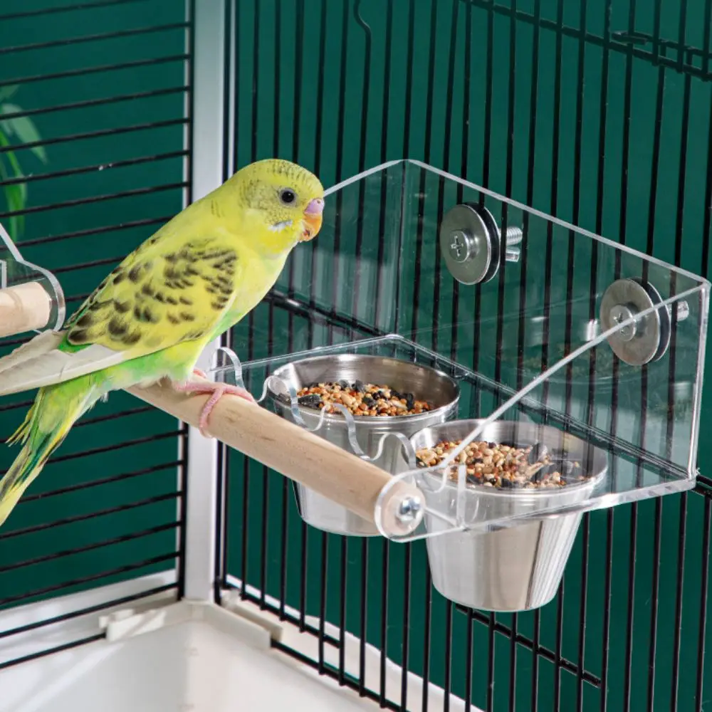 Acrylic Cage Mounted Bird Feeder Large Capacity Anti Splashing Bird Food Dispenser Anti-spread Detachable Parrots Food Container - Image 2