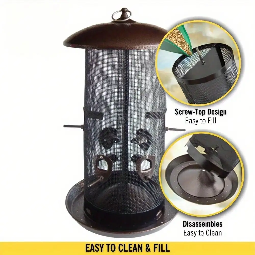 Giant combination screen bird feeder, 10 lb capacity, built-in drain, screw cap design, easy to fill, suitable for bird lovers - Image 4