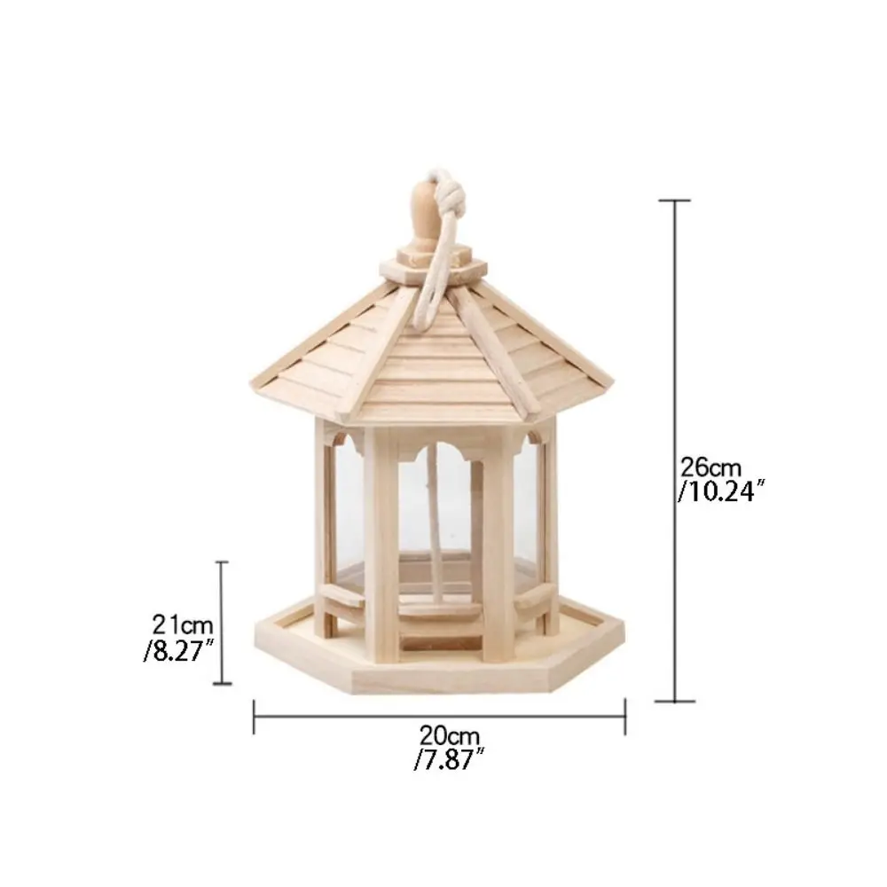 Durable House Shape Bird Feeder House Hanging Wooden Pet Feeder Box Bird Food Dispenser Balcony - Image 6