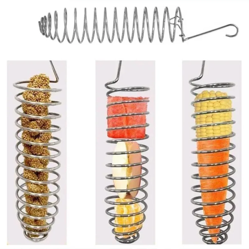 Bird Food Holder Stainless Steel Parrot Hanging Vegetable Fruit Feeder Parrot Foraging Toy Stainless Steel Cage Accessories - Image 6