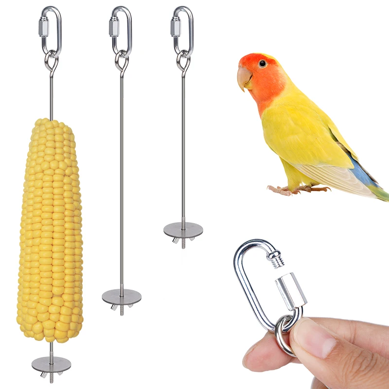 Parrot Stainless Steel Fruit Fork Apple Fork Toy Bird Cage Supplies Bird Fruit Insert Feeder Pet Parrot Accessories Bird Feeder - Image 3