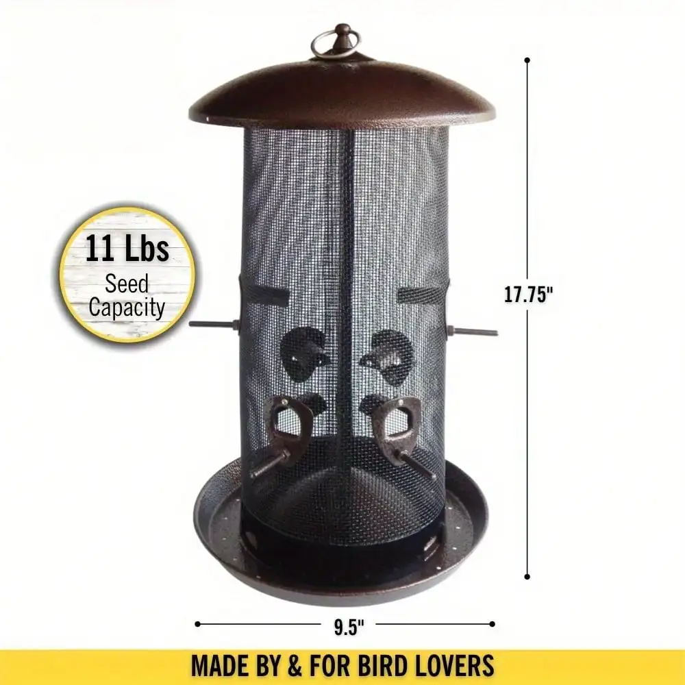 Giant combination screen bird feeder, 10 lb capacity, built-in drain, screw cap design, easy to fill, suitable for bird lovers - Image 3