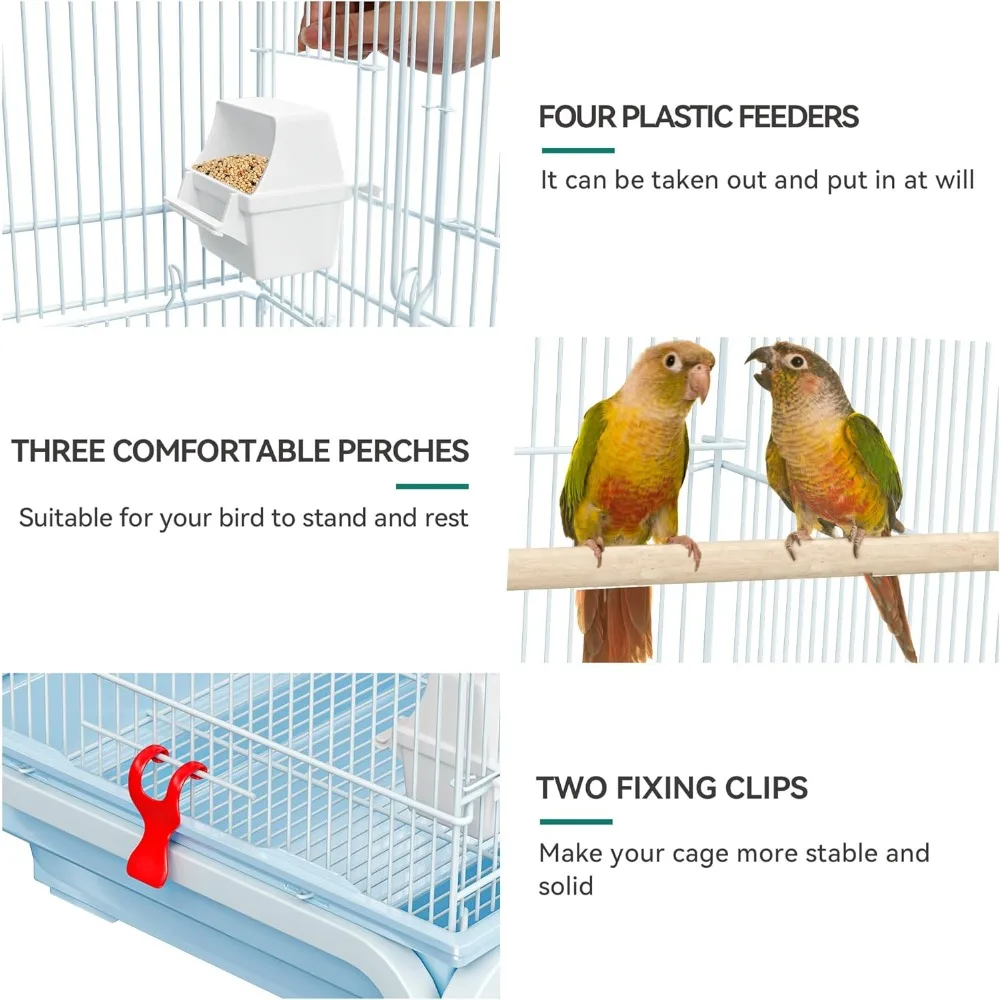 YITAHOME 62 inch Metal Bird Cage, Large Parakeet Cages for Parrot, Cockatiel, Lovebird, Pigeon with Roof Top, Rolling Stand and - Image 6