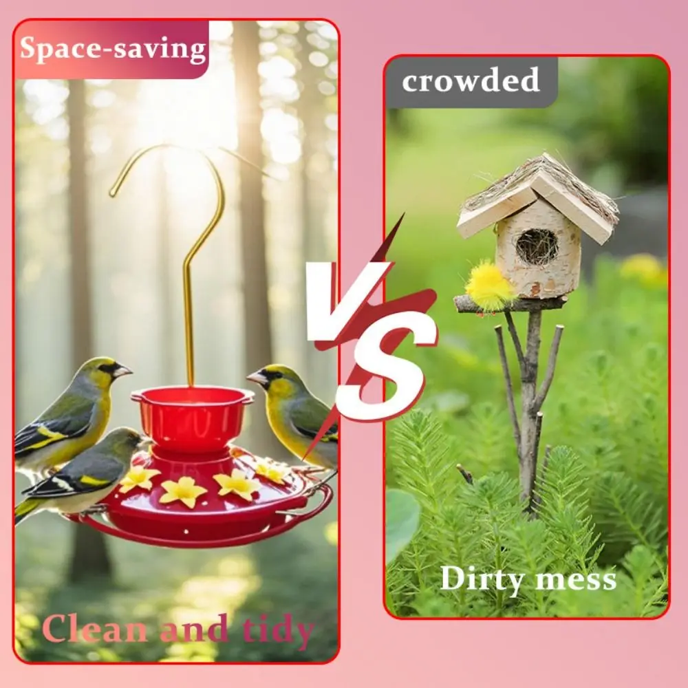 Leak-proof Hummingbird Feeder Detachable Round Shape Bird Food Bowl with Flower Rainproof Hanging Feeder Bowls Bird Supplies - Image 3
