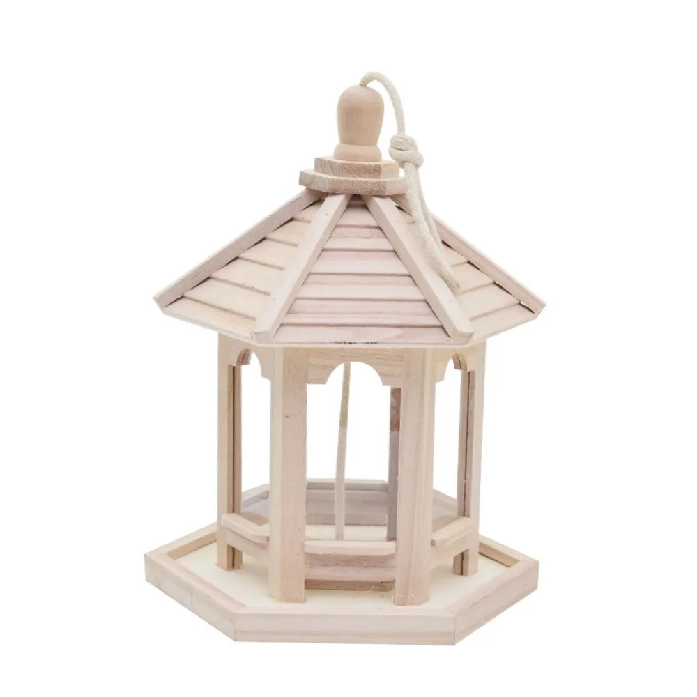 Durable House Shape Bird Feeder House Hanging Wooden Pet Feeder Box Bird Food Dispenser Balcony - Image 7
