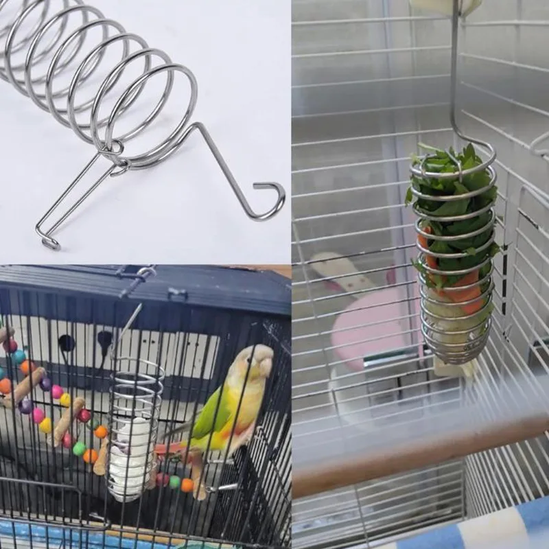 Bird Food Holder Stainless Steel Parrot Hanging Vegetable Fruit Feeder Parrot Foraging Toy Stainless Steel Cage Accessories - Image 4