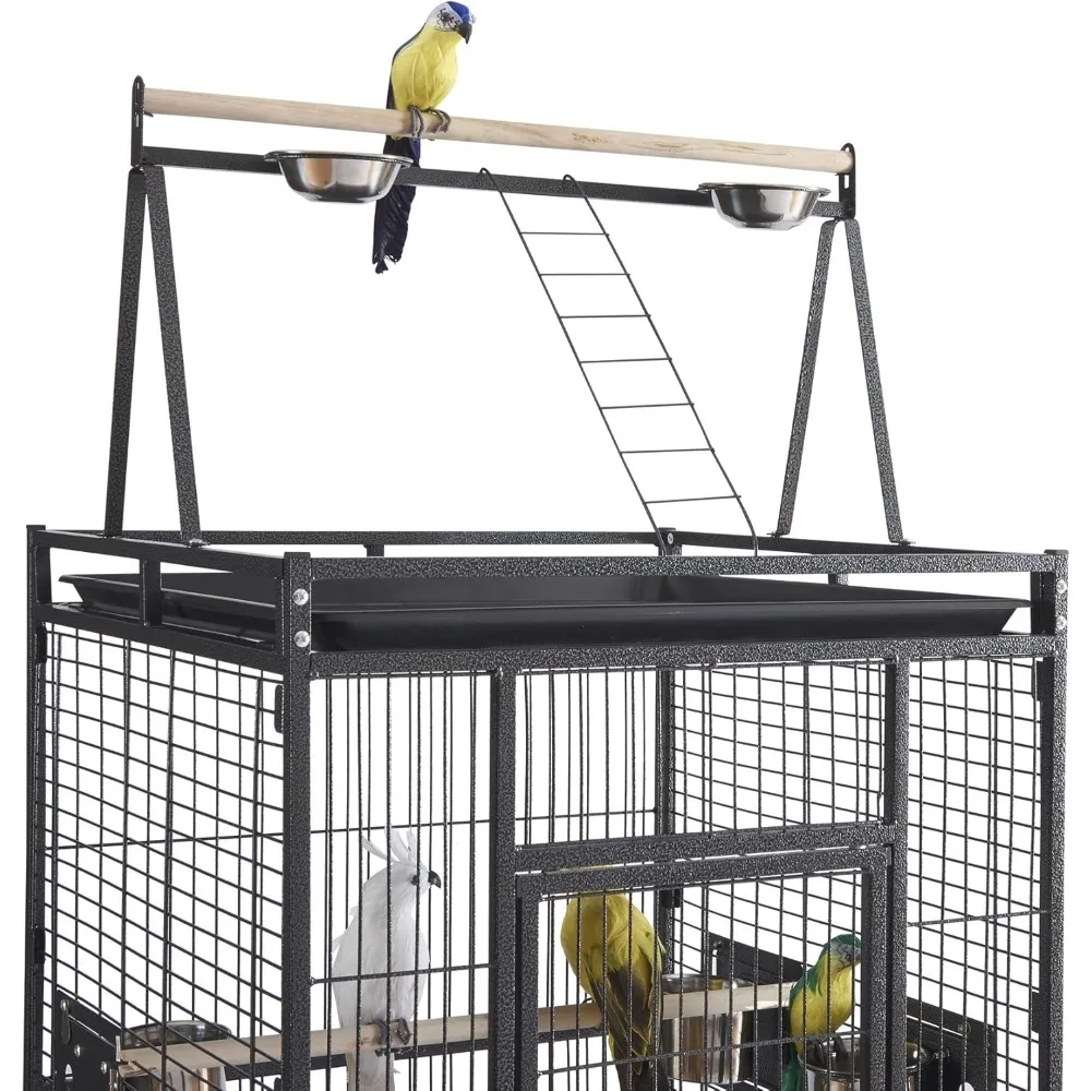 Large Bird Cages Parrot Cage Wide Flight Metal Animal Cage for Budgie Parakeet Conure with Rolling Stand Wheels (69 inch Height - Image 5