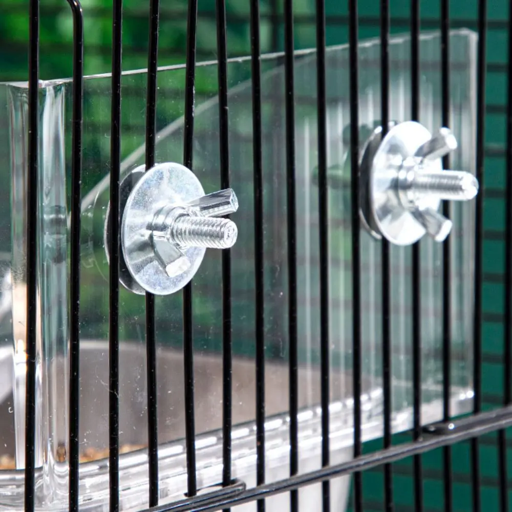 Acrylic Cage Mounted Bird Feeder Large Capacity Anti Splashing Bird Food Dispenser Anti-spread Detachable Parrots Food Container - Image 3