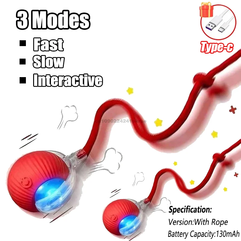 New Cat Interactive Ball Toy Automatic Rolling Ball Faux Tail Rechargeable Smart Pet Electric Toy Dog Cat Training Imitate Mouse - Image 19