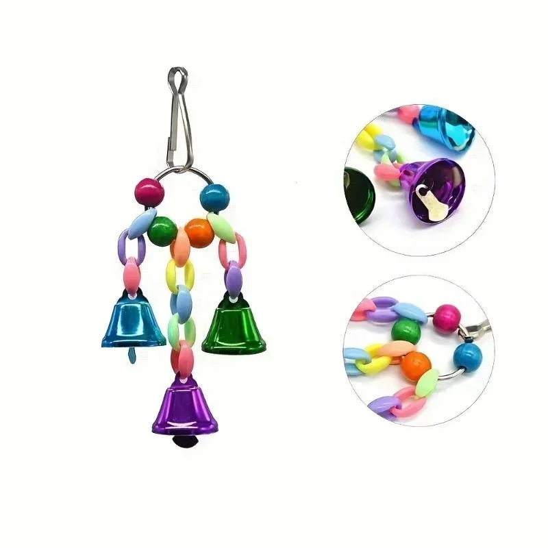 Parrot Bells Toy Bird Cage Toys with Bell Sound Colorful Wood Beads for Lovebirds African Greys Cockatoo Parakeet Supplies - Image 3
