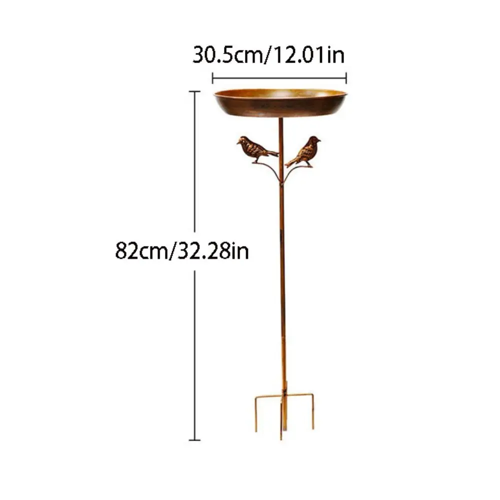 Iron Garden Birdbath Rustproof Tall Vintage Bird Feeder Ground Plugin Large Capacity Bird Water Bowl Bird Food Dispenser - Image 6