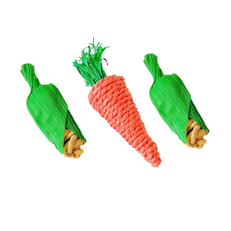 Parrot Chew Grind Teeth Bird Toy Hamster Rabbit Toy Birds Swing Cage Hanging Accessory Handwoven Carrot Corn Vine Ball Toy - Image 7