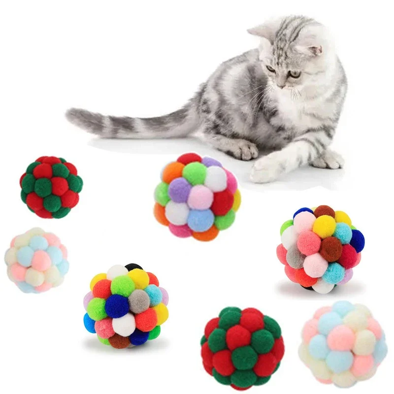 3/60pcs Cat Toys Balls with Bells , Color Cat Pom Pom Balls,Tinsel Sparkle Balls,Interactive Toy for Indoor Cats Kitten - Image 8
