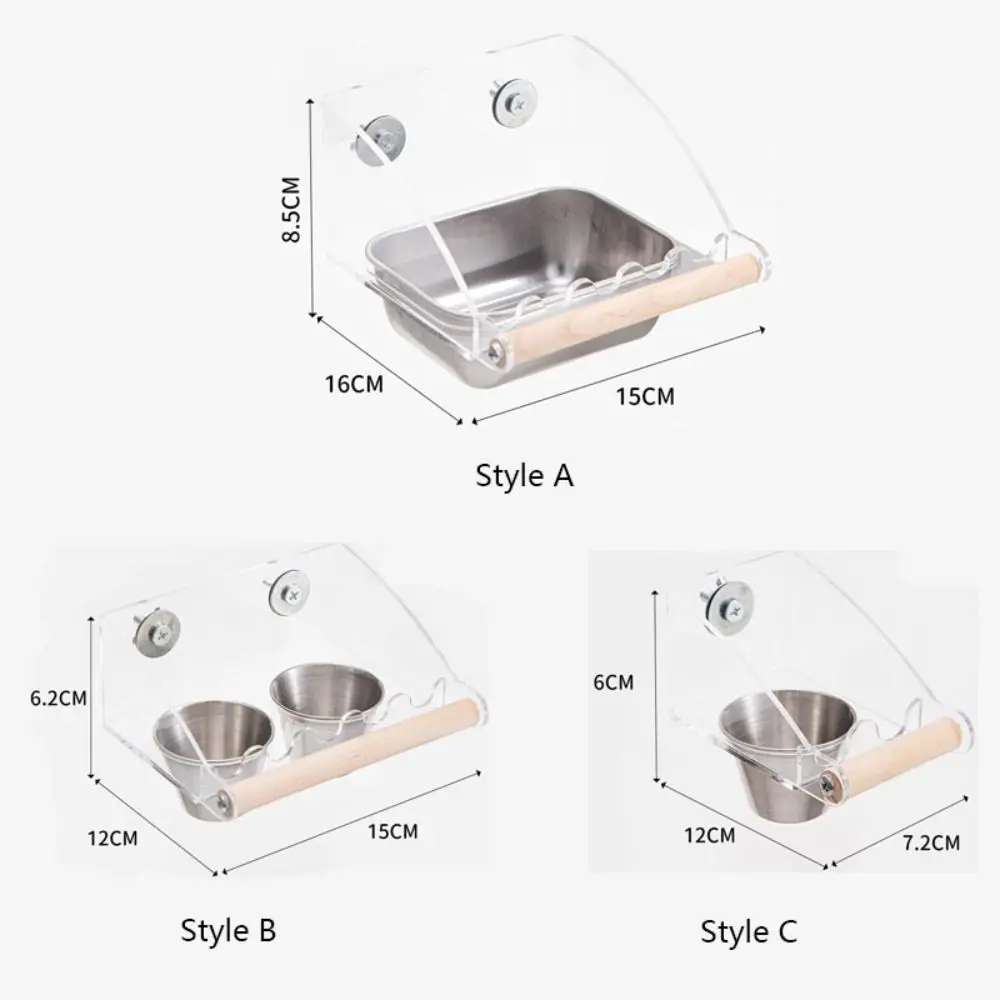 Acrylic Cage Mounted Bird Feeder Large Capacity Anti-spread Bird Food Dispenser Hangable Anti Splashing Parrots Food Container - Image 6