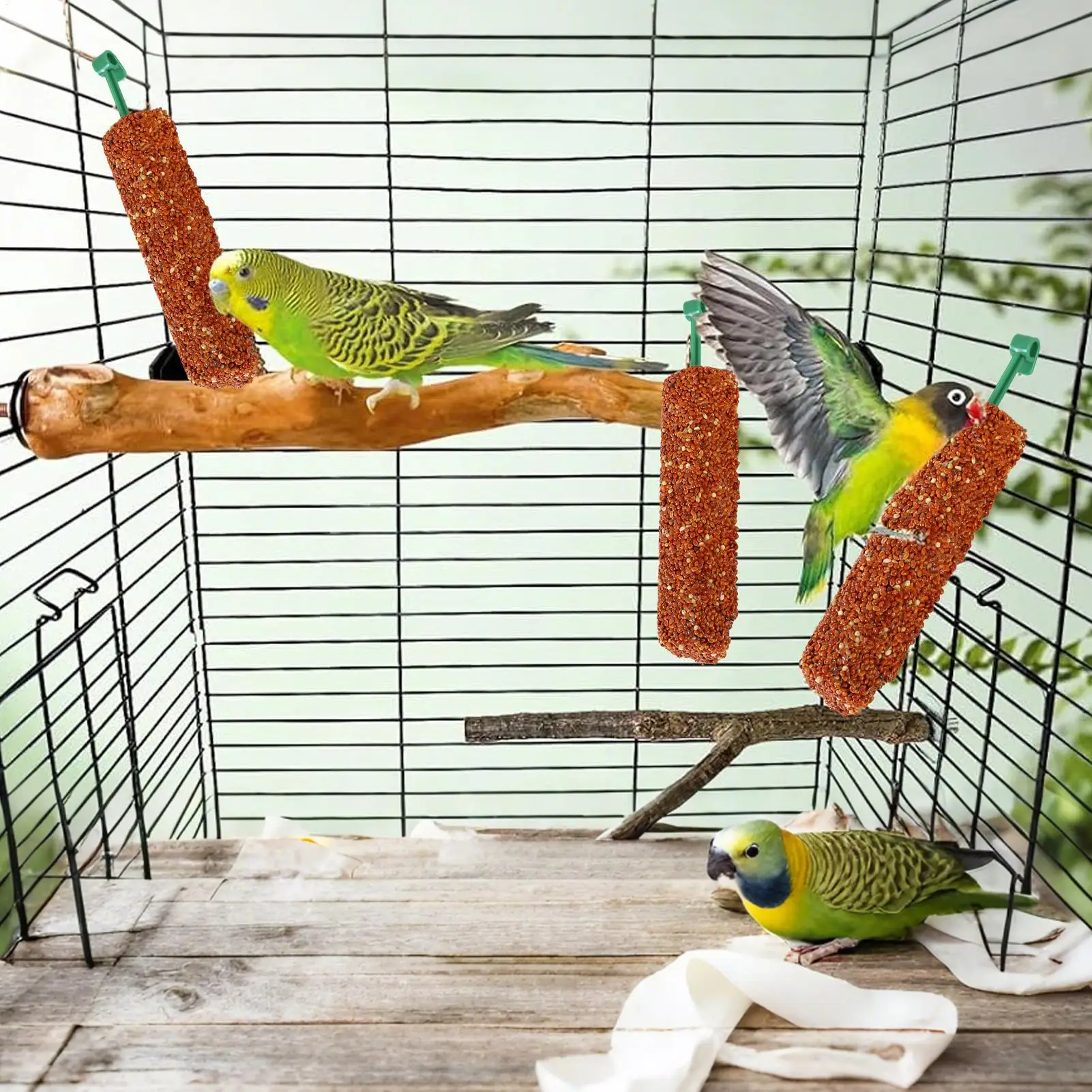 2 Pieces Bird Snacks Teething Sticks Training Food Rewards Chewing Foraging Snacks for Myna Parakeet Finch Conure Parrot - Image 3