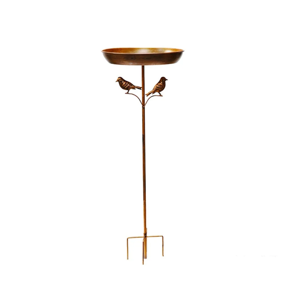 Iron Garden Birdbath Rustproof Tall Vintage Bird Feeder Ground Plugin Large Capacity Bird Water Bowl Bird Food Dispenser - Image 7