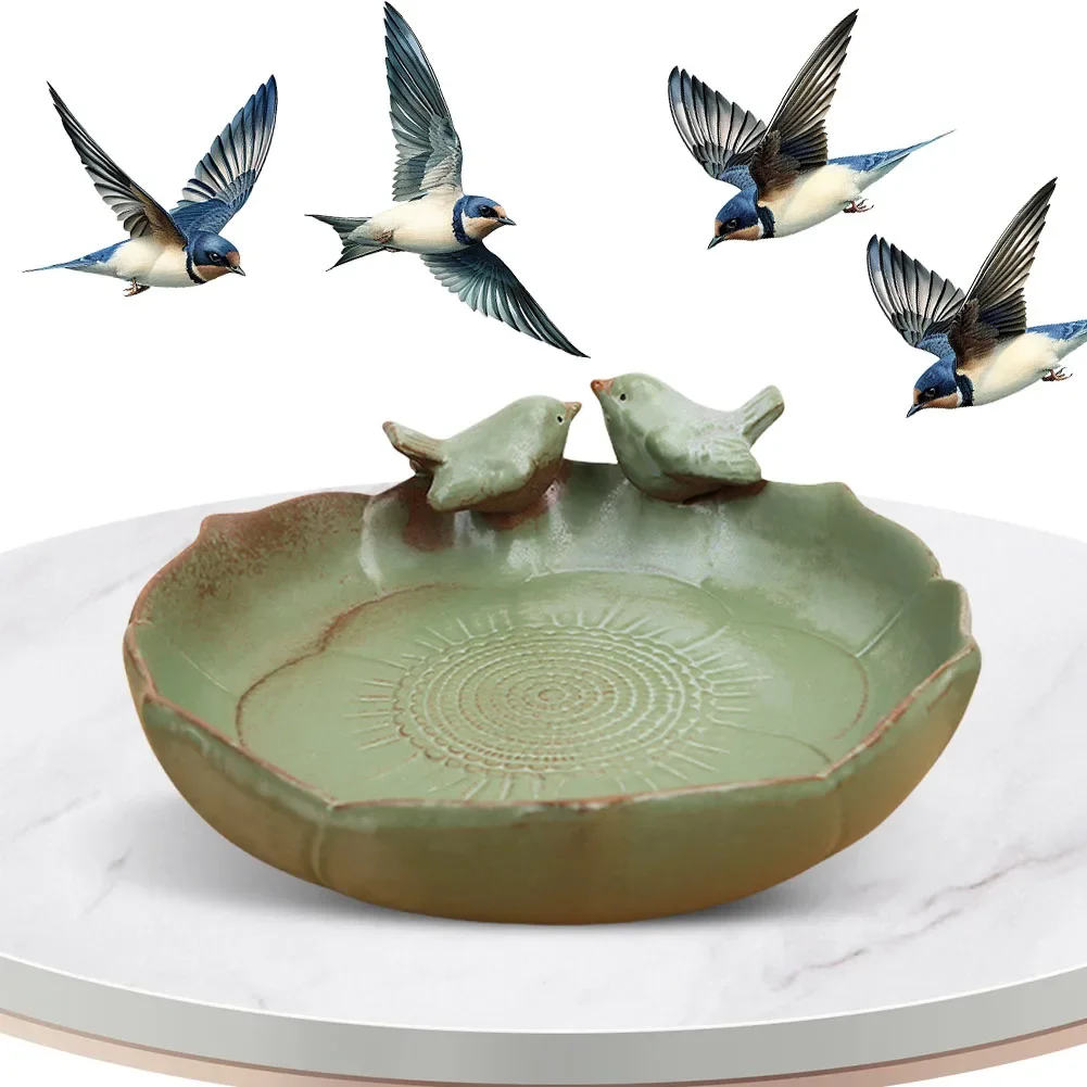 Ceramic Birdbath Bowl Bird Feeder Multifunctional Bird Food Container Hummingbird Watering Container for Plant Cultivation - Image 3