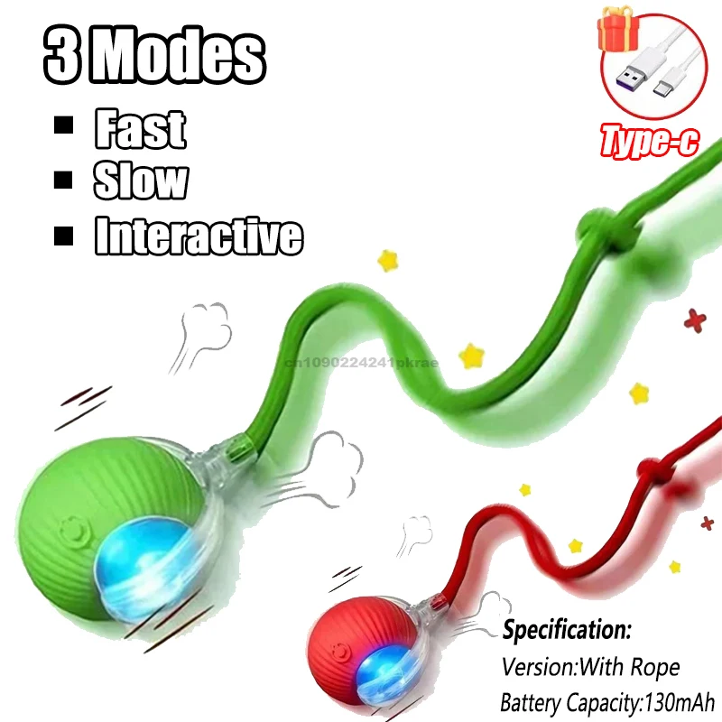 New Cat Interactive Ball Toy Automatic Rolling Ball Faux Tail Rechargeable Smart Pet Electric Toy Dog Cat Training Imitate Mouse - Image 10