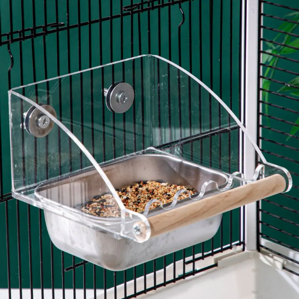 Acrylic Cage Mounted Bird Feeder Large Capacity Anti-spread Bird Food Dispenser Hangable Anti Splashing Parrots Food Container - Image 2