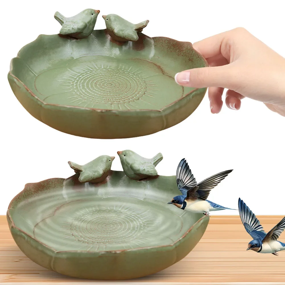 Ceramic Birdbath Bowl Bird Feeder Multifunctional Bird Food Container Hummingbird Watering Container for Plant Cultivation - Image 5