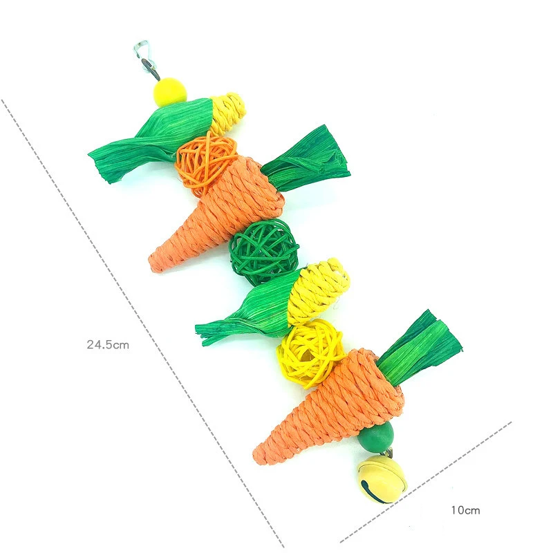 Parrot Chew Grind Teeth Bird Toy Hamster Rabbit Toy Birds Swing Cage Hanging Accessory Handwoven Carrot Corn Vine Ball Toy - Image 10