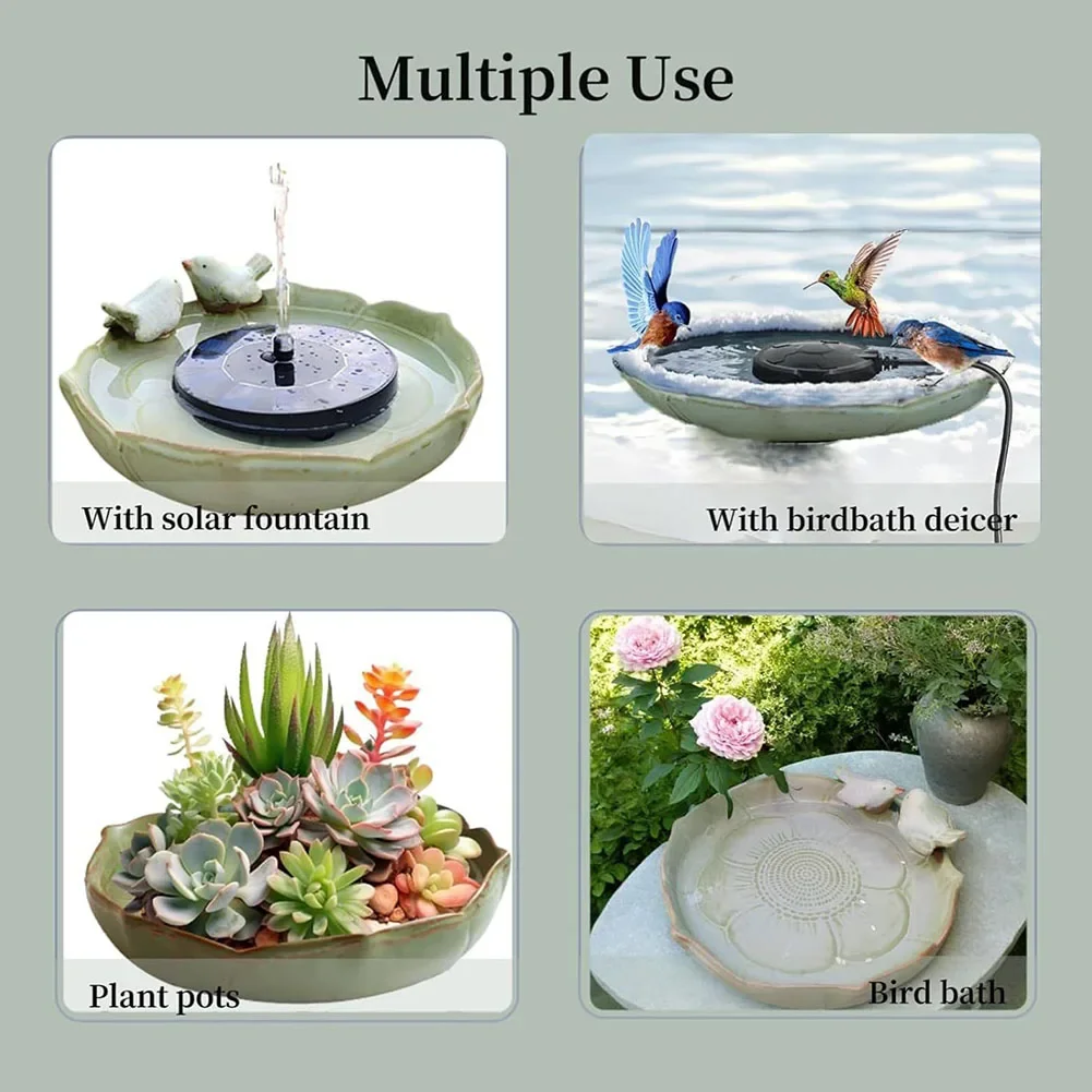 Ceramic Birdbath Bowl Bird Feeder Multifunctional Bird Food Container Hummingbird Watering Container for Plant Cultivation - Image 2