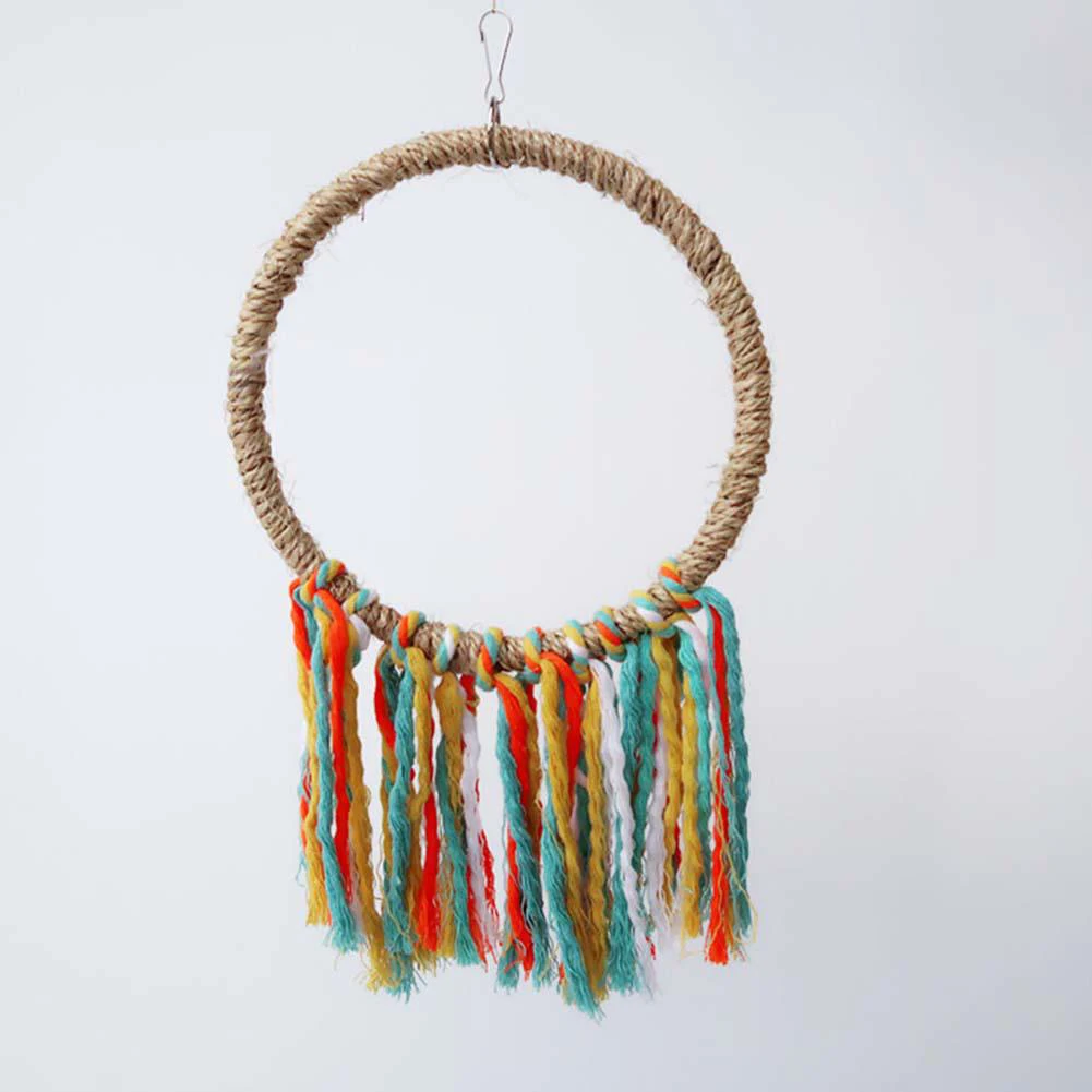 Pet Bird Parrot Toy Cotton Rope Circle Toys Chewing Bite Parrot Perch Hanging Cage Swing Rope Ring Stand Climb Toy Bird Supplies - Image 5