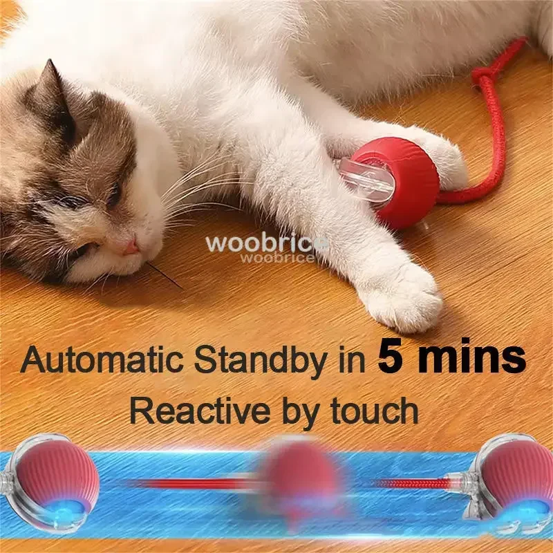New Cat Interactive Ball Toy Automatic Rolling Ball Faux Tail Rechargeable Smart Pet Electric Toy Dog Cat Training Imitate Mouse - Image 3