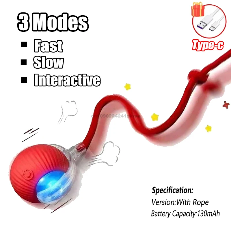 New Cat Interactive Ball Toy Automatic Rolling Ball Faux Tail Rechargeable Smart Pet Electric Toy Dog Cat Training Imitate Mouse - Image 17