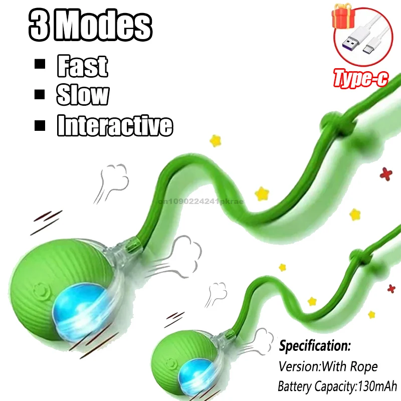 New Cat Interactive Ball Toy Automatic Rolling Ball Faux Tail Rechargeable Smart Pet Electric Toy Dog Cat Training Imitate Mouse - Image 18