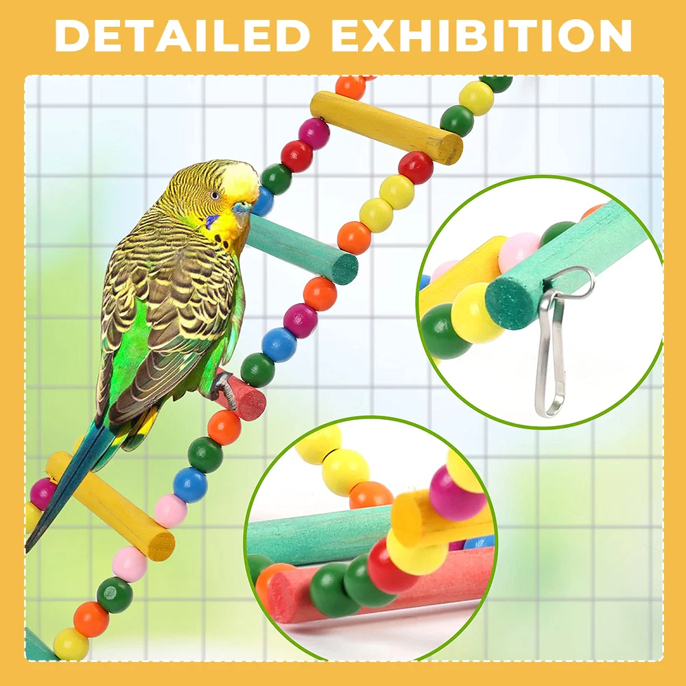 11Pcs Bird Cage Toys for Parrots Wood Birds Swing Reliable Chewable Bite Bridge Wooden Beads Shape Parrot Toy Bird Toys - Image 3