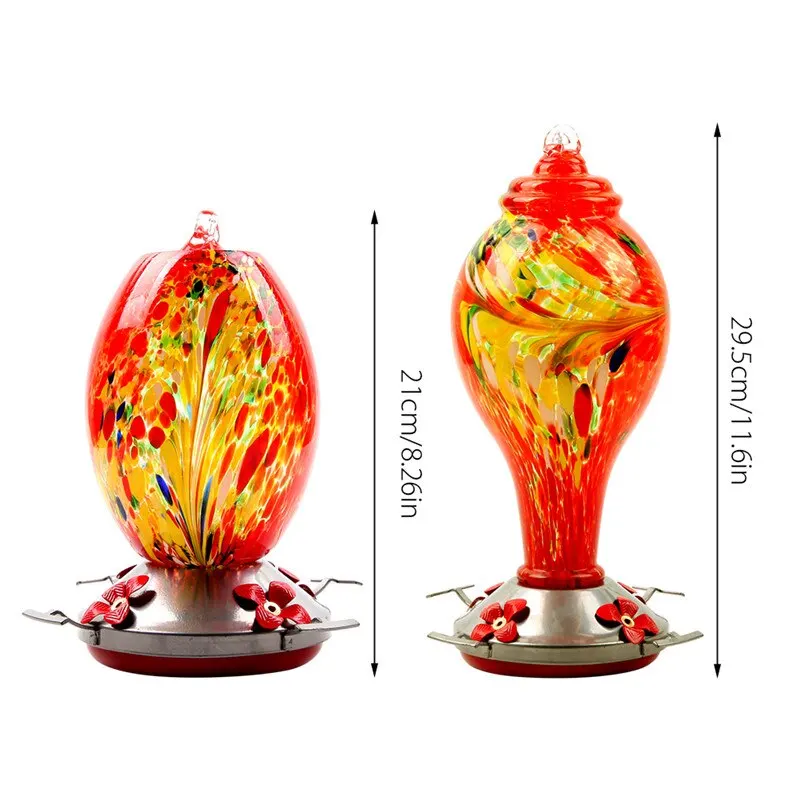 Colorful Hummingbird Food Feeder Hand Blown Glass Feeder Drinker Water Feeding Bowl for Garden Yard Decoration - Image 2