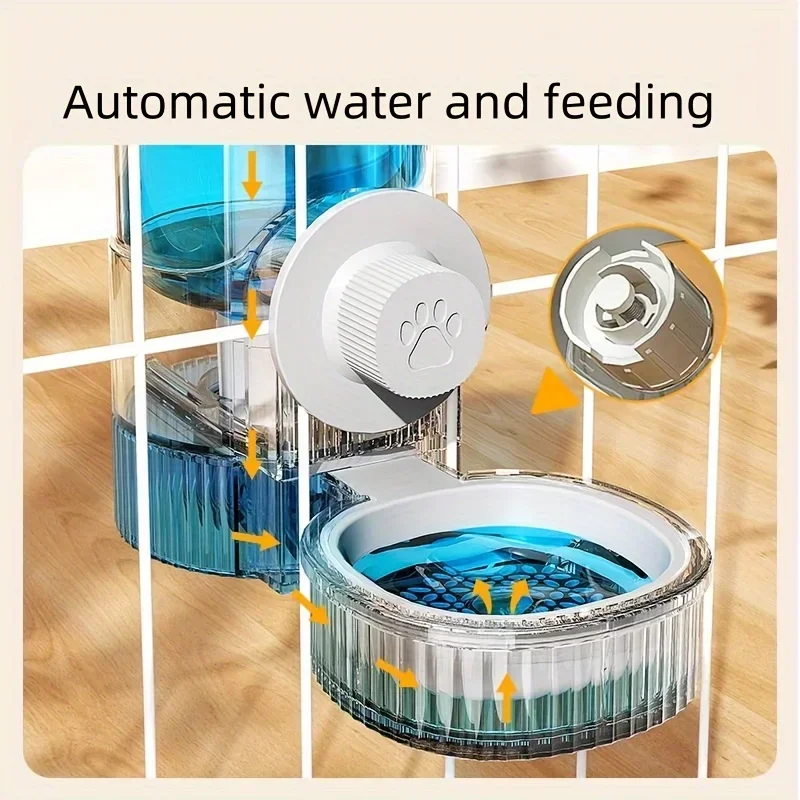 New Tepy Hanging Automatic Pet Food Feeder/Water Dispenser, Gravity Cat Auto Feeder Waterer Set with Container Bowl for Cage - Image 3