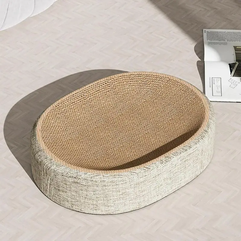Oval Shape Scratch Pad For Cats sisal Scratching Cat Bed Multifunctional Pet Sleeping Mat Cat Scratch Bed For Cats To Rest - Image 2