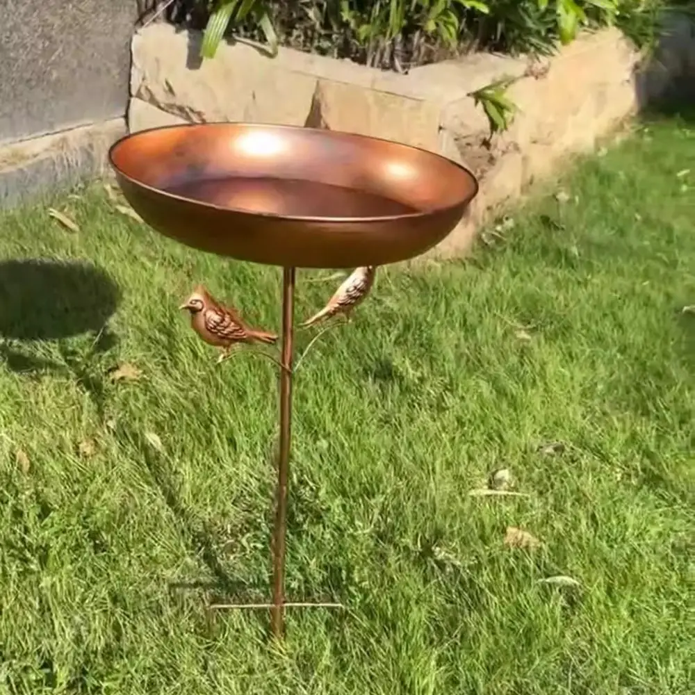 Iron Garden Birdbath Rustproof Tall Vintage Bird Feeder Ground Plugin Large Capacity Bird Water Bowl Bird Food Dispenser - Image 5