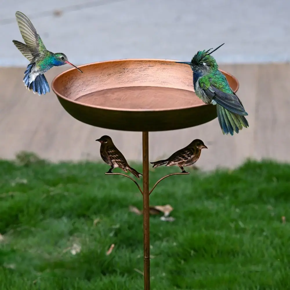 Iron Garden Birdbath Rustproof Tall Vintage Bird Feeder Ground Plugin Large Capacity Bird Water Bowl Bird Food Dispenser - Image 4