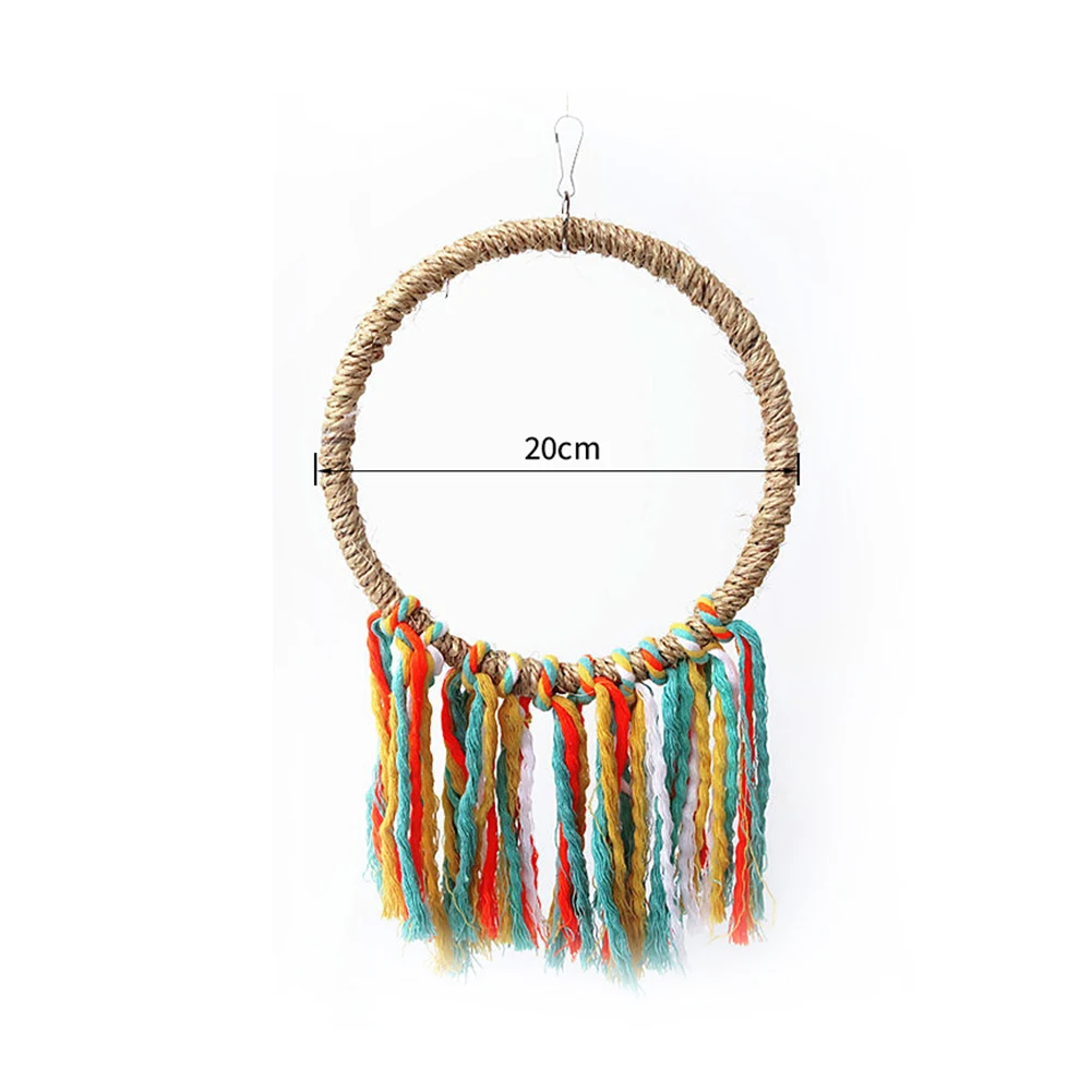 Pet Bird Parrot Toy Cotton Rope Circle Toys Chewing Bite Parrot Perch Hanging Cage Swing Rope Ring Stand Climb Toy Bird Supplies - Image 8