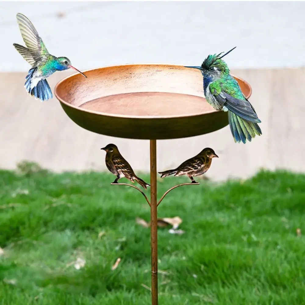 Iron Garden Birdbath Rustproof Tall Vintage Bird Feeder Ground Plugin Large Capacity Bird Water Bowl Bird Food Dispenser - Image 3