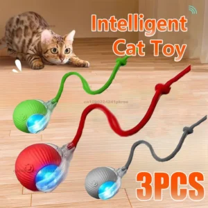 New Cat Interactive Ball Toy Automatic Rolling Ball Faux Tail Rechargeable Smart Pet Electric Toy Dog Cat Training Imitate Mouse