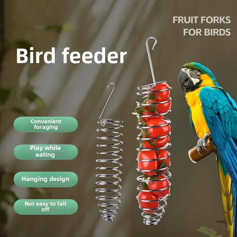 1/2Pcs Multi-Purpose Bird Feeder Stainless Steel Cage Hanging Basket Parrot Feeder Pet Feeding Rack Supplies for Bird Parrots - Image 3