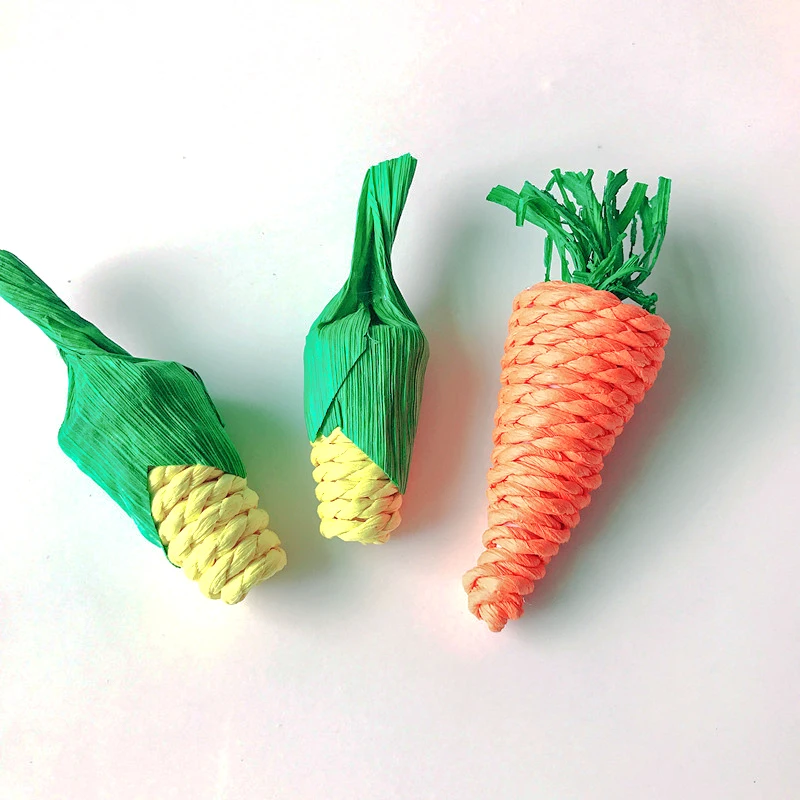 Parrot Chew Grind Teeth Bird Toy Hamster Rabbit Toy Birds Swing Cage Hanging Accessory Handwoven Carrot Corn Vine Ball Toy - Image 6