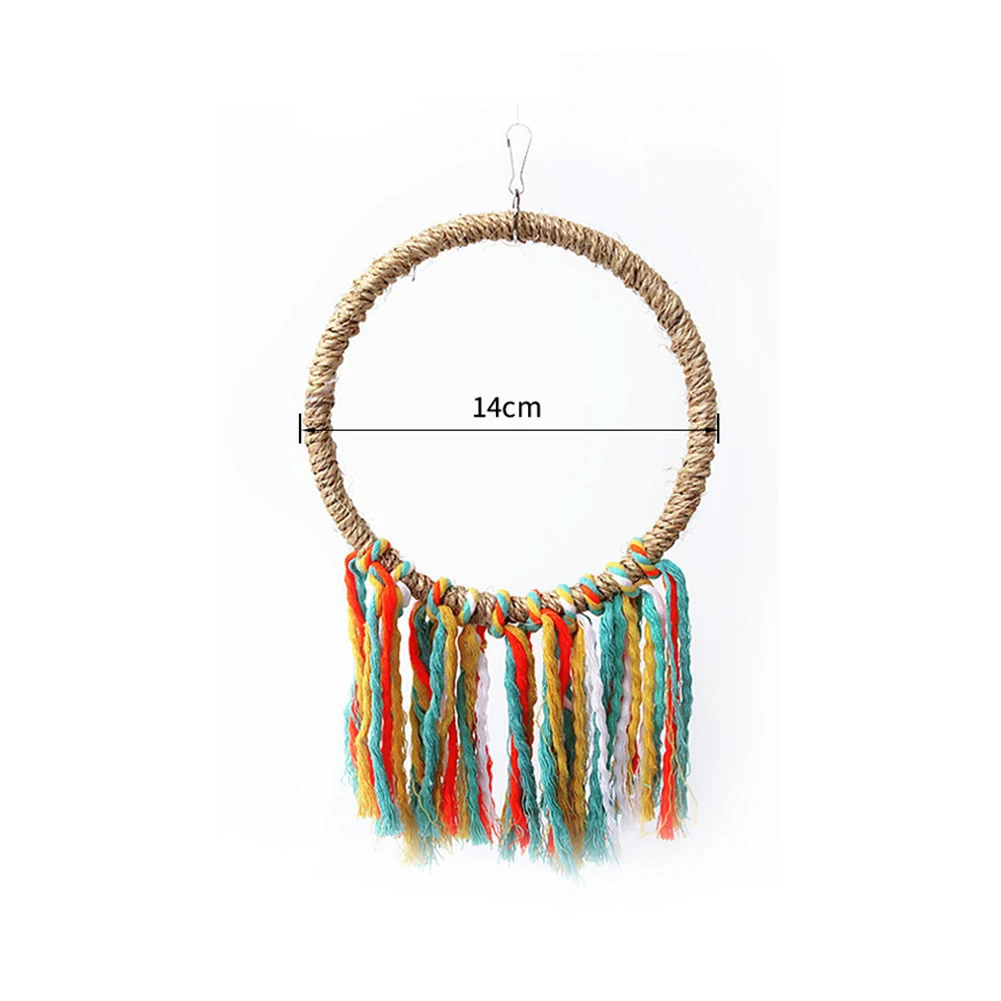 Pet Bird Parrot Toy Cotton Rope Circle Toys Chewing Bite Parrot Perch Hanging Cage Swing Rope Ring Stand Climb Toy Bird Supplies - Image 7
